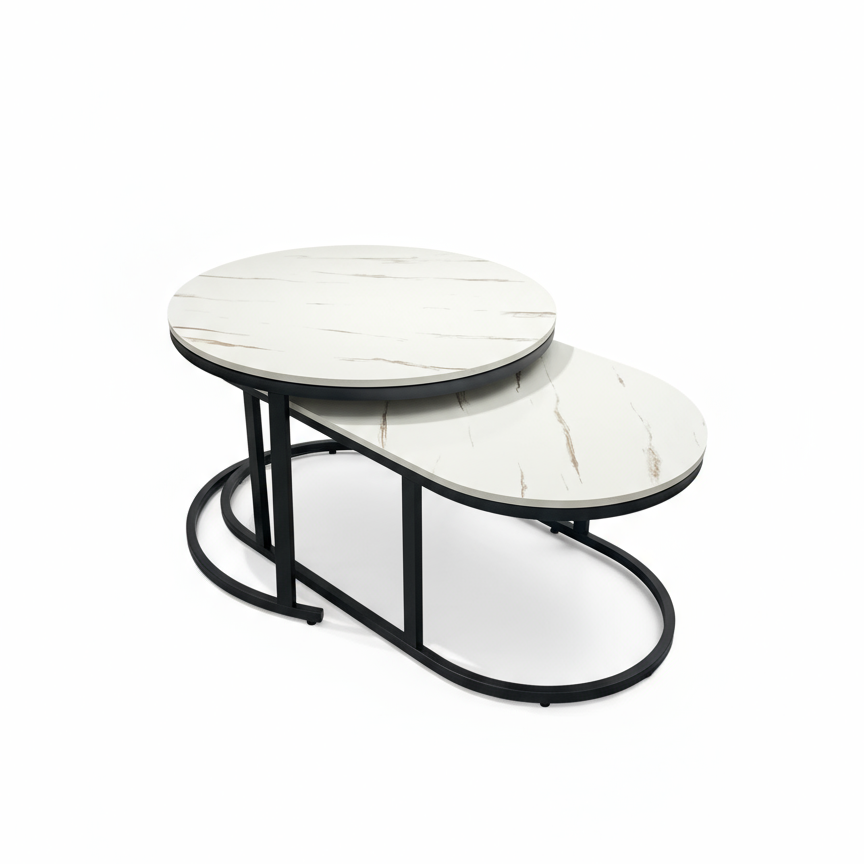 MHome Modern Marble MDF Nesting Table Set 2pc Various Options