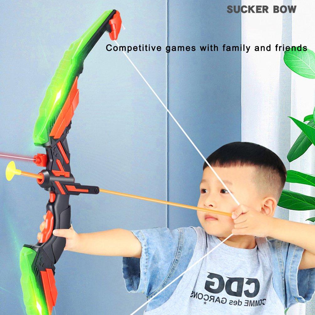 Kids Bow and Arrow Set - LED Light Up Archery Toy Set with 10 Suction Cup Arrows, Target & Quiver, Indoor and Outdoor Toys for Children Boys Girls