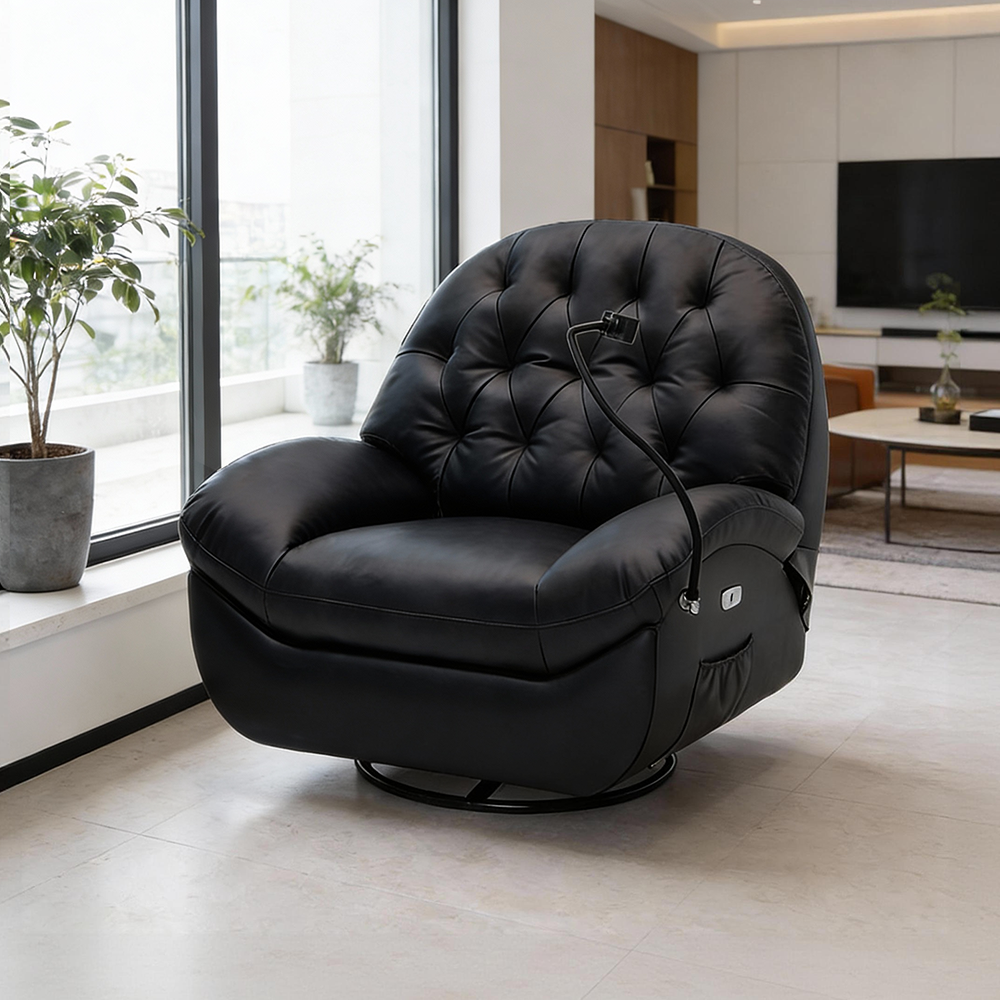 MFurn Recliner | Single Recliner Sofa | 360° Rotation | 30° Recline Swing | Premium Leather | Lazy Sofa Chair | Sofa Couch Bed-Various Options