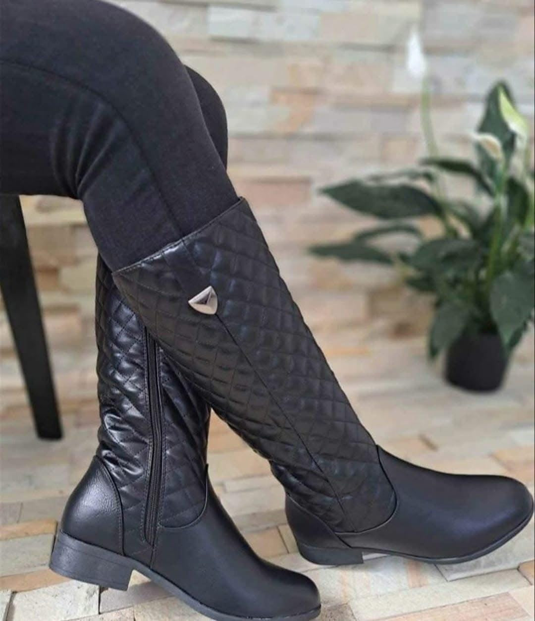 Ladies Quilted Knee High Boots-Various Sizes