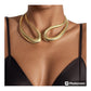 Exaggerated Glossy Round Metal Collar With Irregular Hollow Out Design, Fashionable Simple Spring Necklace For Ladies, Perfect For Vacation Or Party
