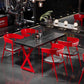 MFurn Monda 4 - Person Solid Industrial Wood Top Double Pedestal Dining Set-Various Colours Available. Only Available On Pre-Order