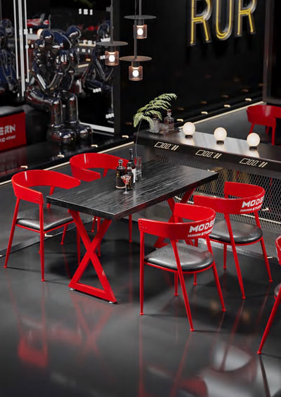 MFurn Monda 4 - Person Solid Industrial Wood Top Double Pedestal Dining Set-Various Colours Available. Only Available On Pre-Order