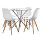 MFurn Round Table+Four Eames Style Chairs ,Glass Table Top Dining 5pc Set