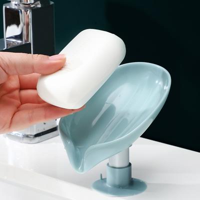MHome Leaf Shape Self-Draining Soap Dish with Suction Cup – Bathroom & Kitchen Soap Holder