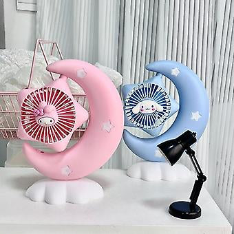 Desktop Fans Moon Electric Fan Kawaii Girl Heart Mute Luminous Usb Charging Portable Rechargeable Summer Gifts