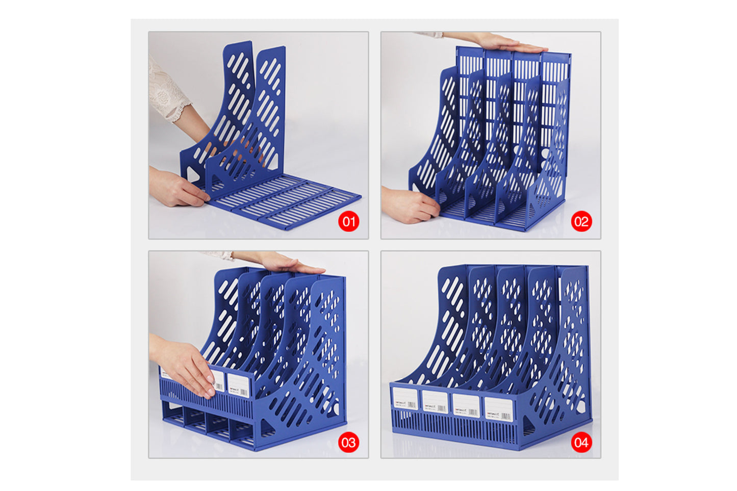 File Organiser Holder / Magazine File Holder – 3 & 4 Compartment Plastic Desk Organiser