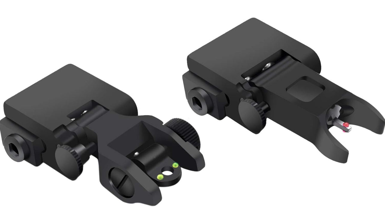 Tactical Fiber Optics Low Profile Flip up Iron Sight with Front Red Dot Sight and Rear Green Dot Sight