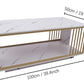 MFurn Nordic 2-Tier Storage End Table – Rectangular Coffee Table with Gold Frame