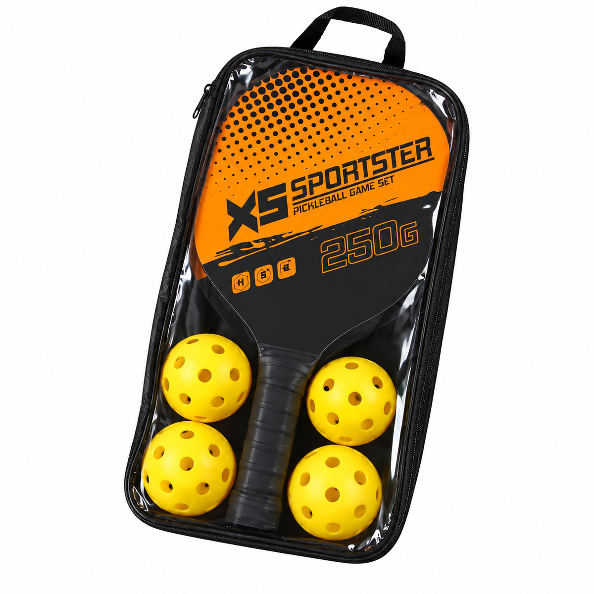 Pickle Ball Set, 2 Wooden Paddle Rackets with 4 Balls