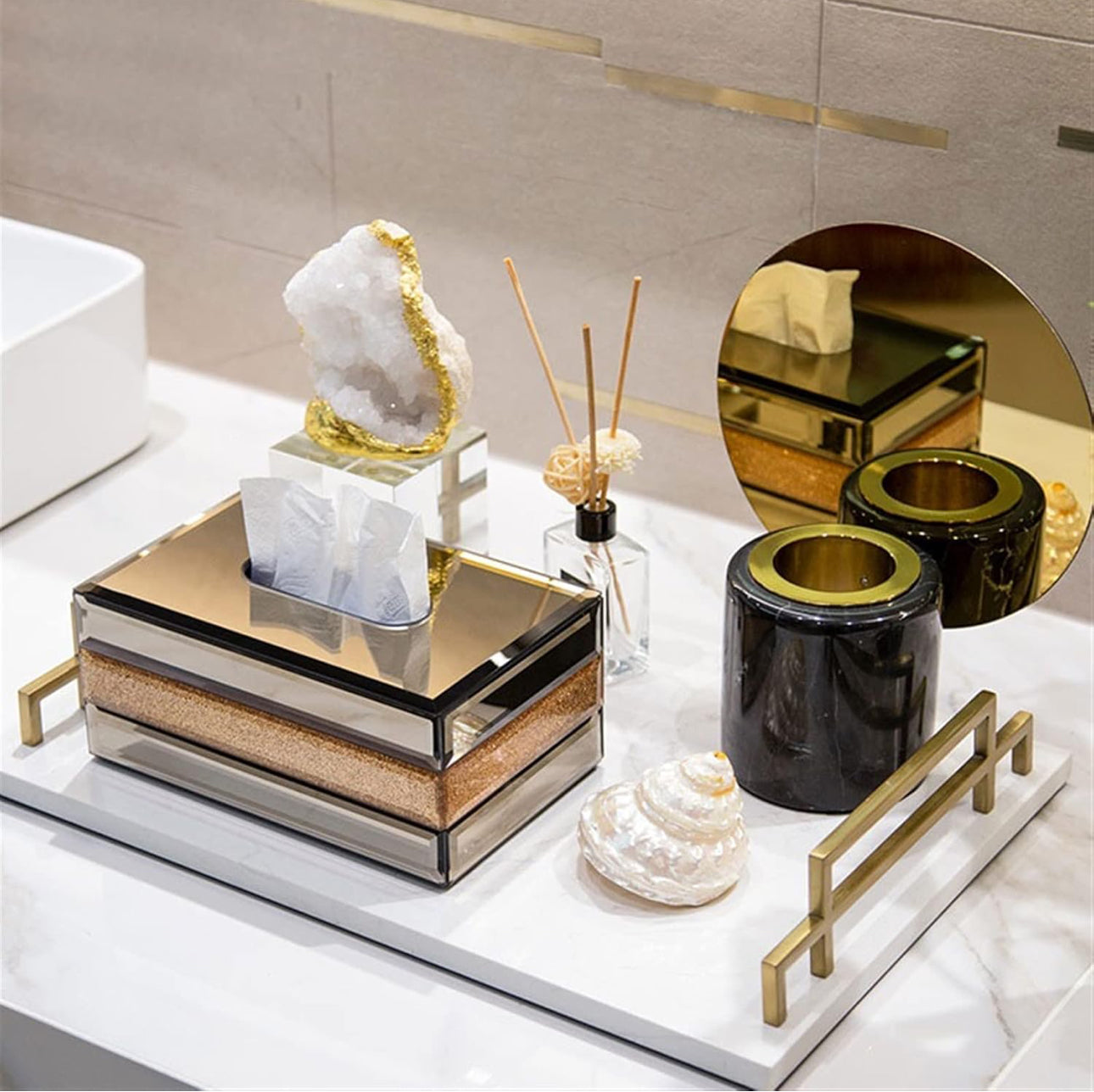 High-end Light Luxury Glass Tissue Box - Living Room / Bedroom / Desktop