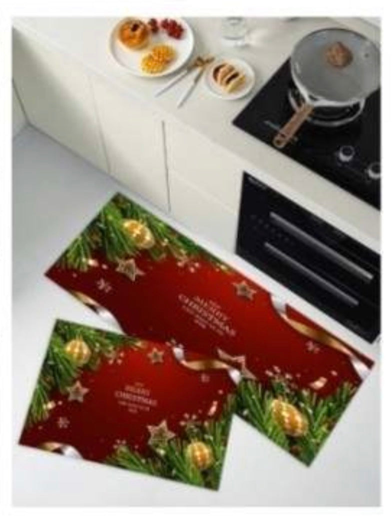 MHome Christmas Themed Floor Mat Set 2pc Various Colours
