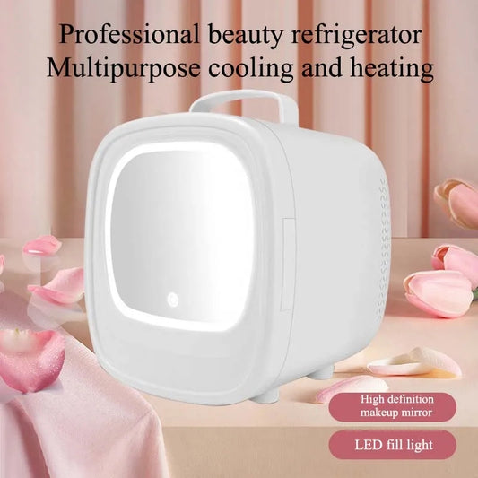 Mini Fridge Portable Beauty Cosmetics LED Mirror Makeup Refrigerator Cooler 6Litre White Only