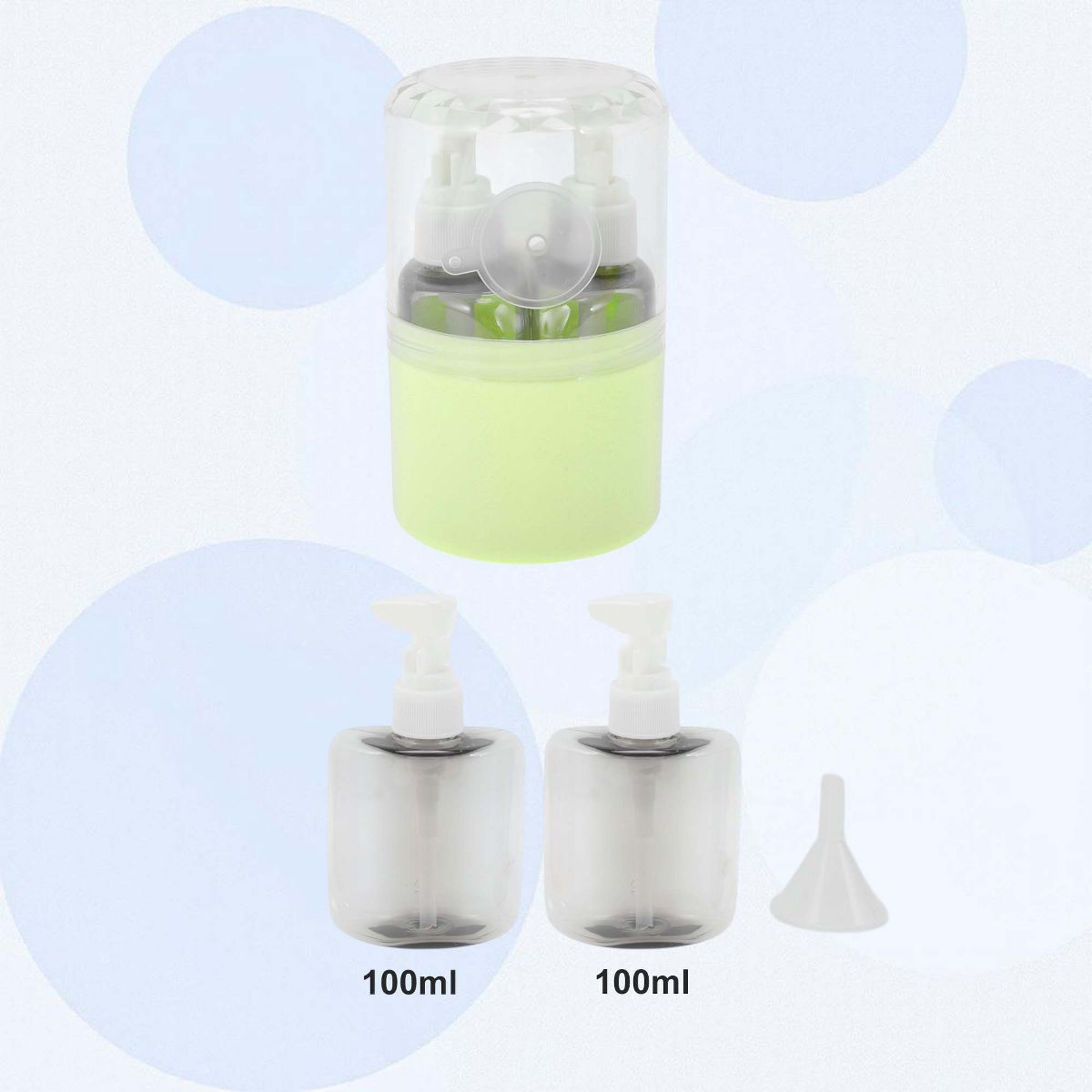 MHome 4:1 Travel Containers for Toiletries, Leak-Proof Refillable Plastic Bottles with Lid, Toiletry Containers for Shampoo 8pc Set