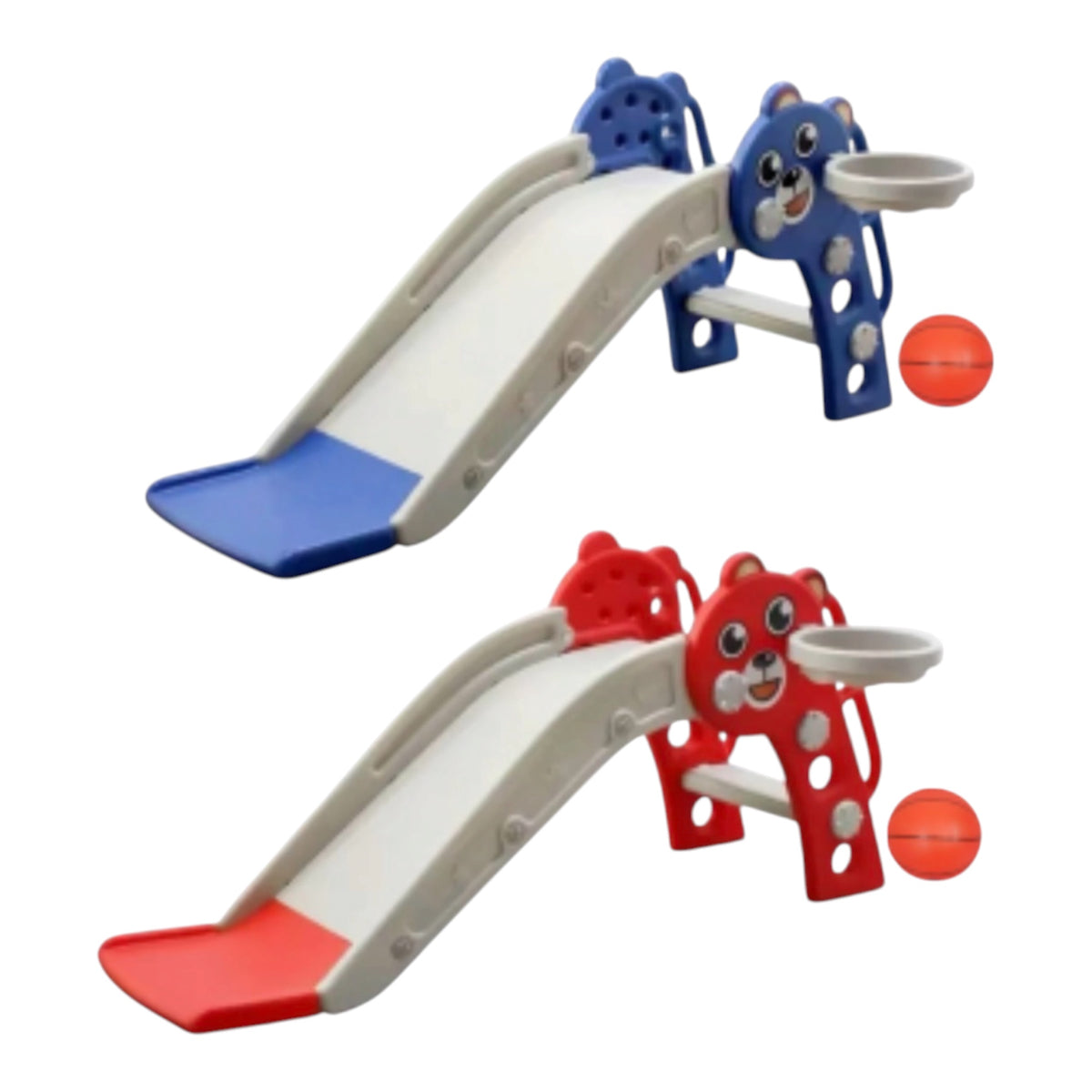 Home 2-in-1 Kids Indoor &amp; Outdoor Playground Slide With Basketball Hoop-Various Colours