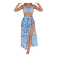 Women's 3 Piece Floral Print Bikini Triangle Swimsuit Bathing Suit with Beach Cover Up Skirt