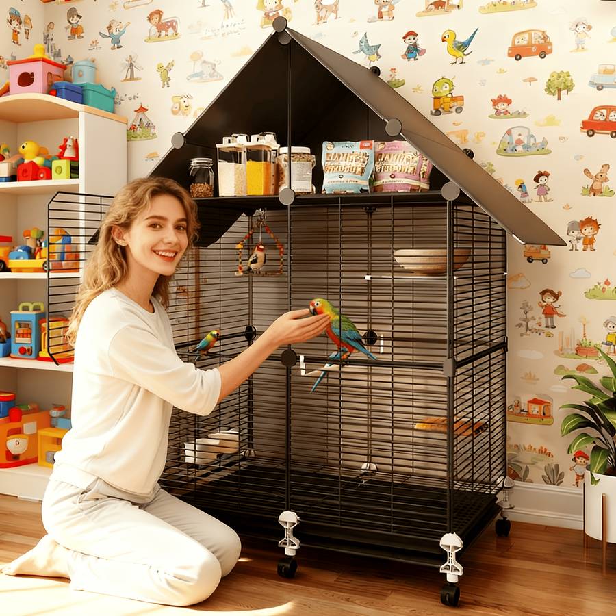 Modular Model Birdcage Black With Wheels Style A