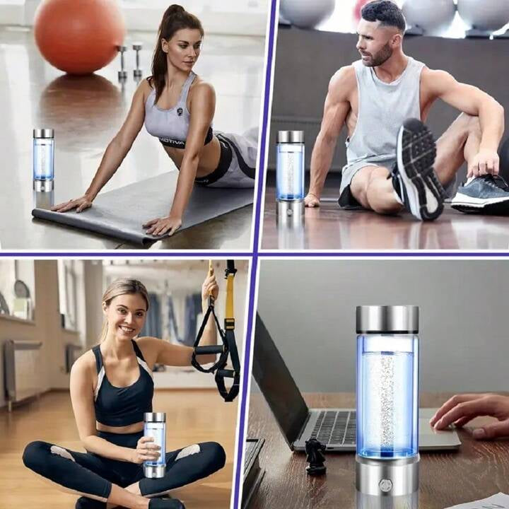 Hydrogen H2O Water Bottle - Portable And Rechargeable Hydrogen Generator For Rich Pure Water