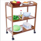 MFurn Bamboo Kitchen Trolley,3 Tier Kitchen Storage Rack Serving Trolley Island Cart with Rotating Wheels.