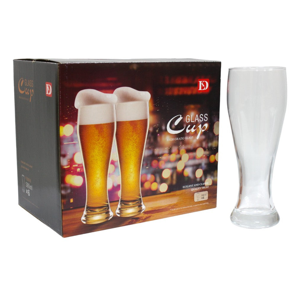 MHome Tall Beer Glasses – 6pc Set (580ml)