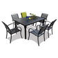 MFurn Outdoor Dining Rectangular Plastic Wood Table With 6 Chairs 7pc Set