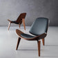 Three-Legged Shell Chair Mid Century Modern Lounge Chair with Black Leather Molded Plywood Accent Chair Reading Side Chair for Bedroom, Study, Office, Living Room-PreOrder Sales Available