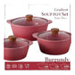 MHome 3-Piece Ceramic Cooking Pot Set with Glass Lids (Multiple Colors)