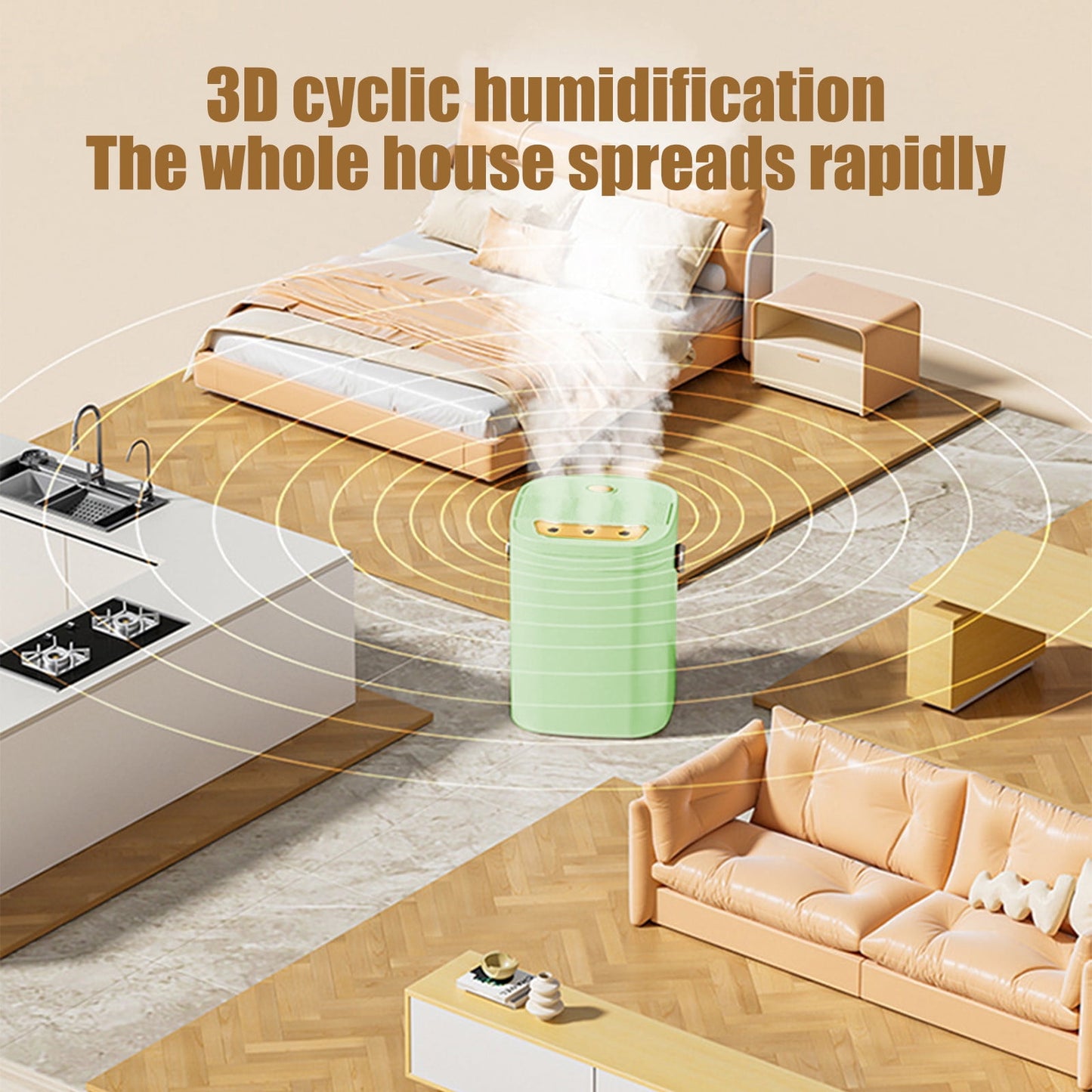 Condere Three-head Spray Mist Humidifier-Room/adjustable/auto-shut off Humidifiers- Three-speed Adjustment 1.8L