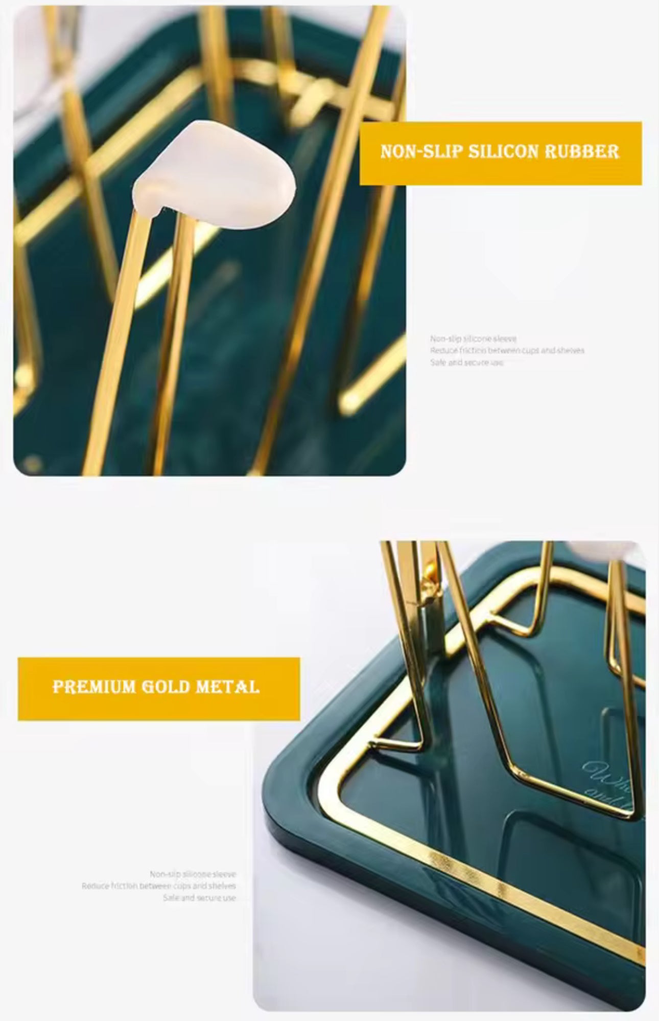 Amber Color Cup Set Golden Mug Holder Green Tray Kitchen Living Room Storage Rack Mug for Coffee Cups Cups and Mugs Drinkware