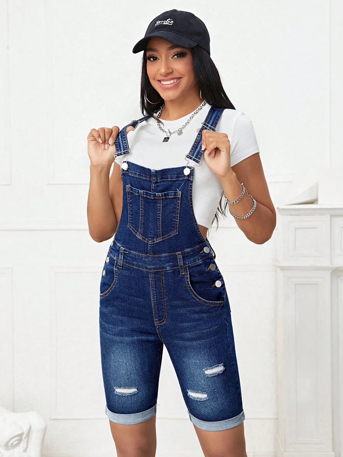 Ladies Dark Wash Denim Jumpsuit-Various Sizes