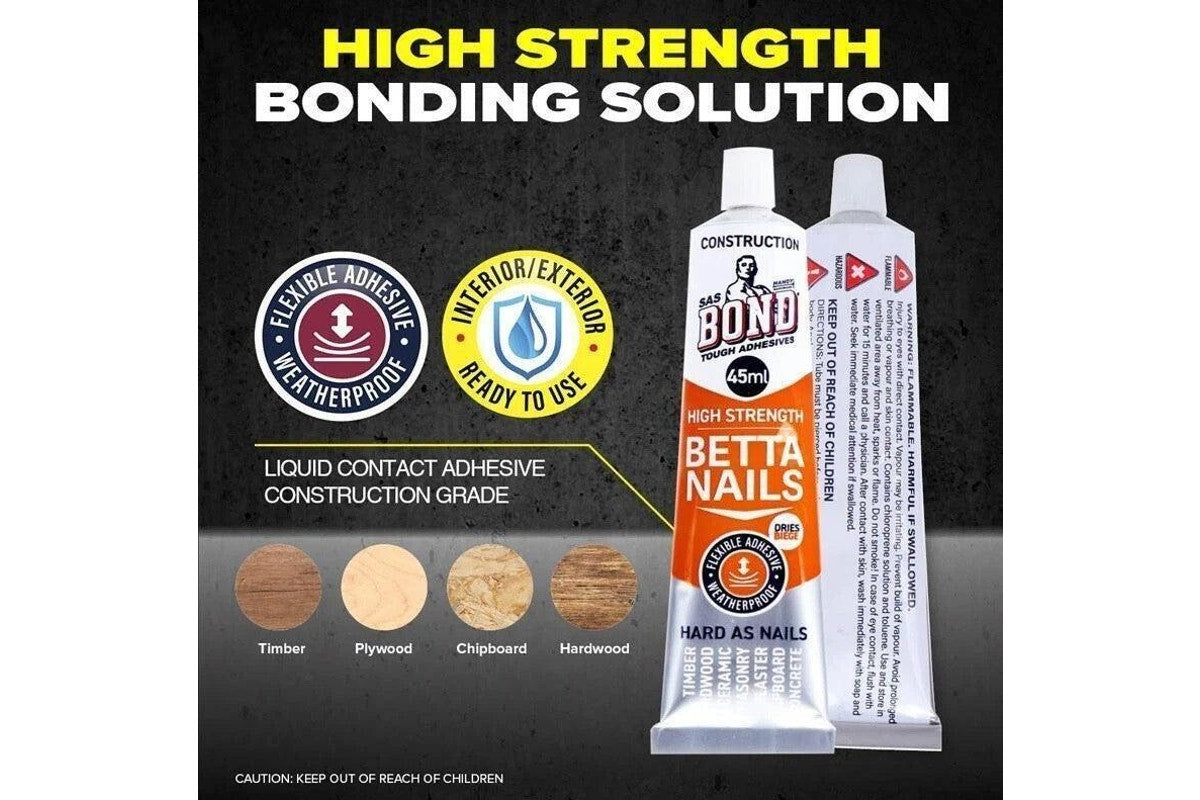 SAS Bond Liquid High Strength Betta Nails Construction Adhesive 45ml-2pc pack