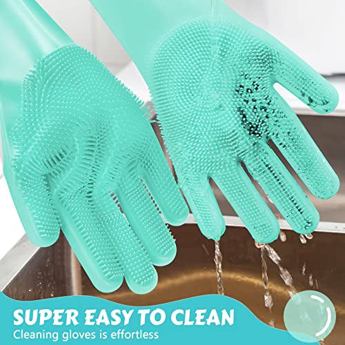 Pet Grooming Gloves Large, Heat Resistant Cat Bathing Gloves with High-Density Teeth, Silicone Dog Bathing Gloves with Enhanced Five Finger Design, for Washing, Bathing, and Massaging