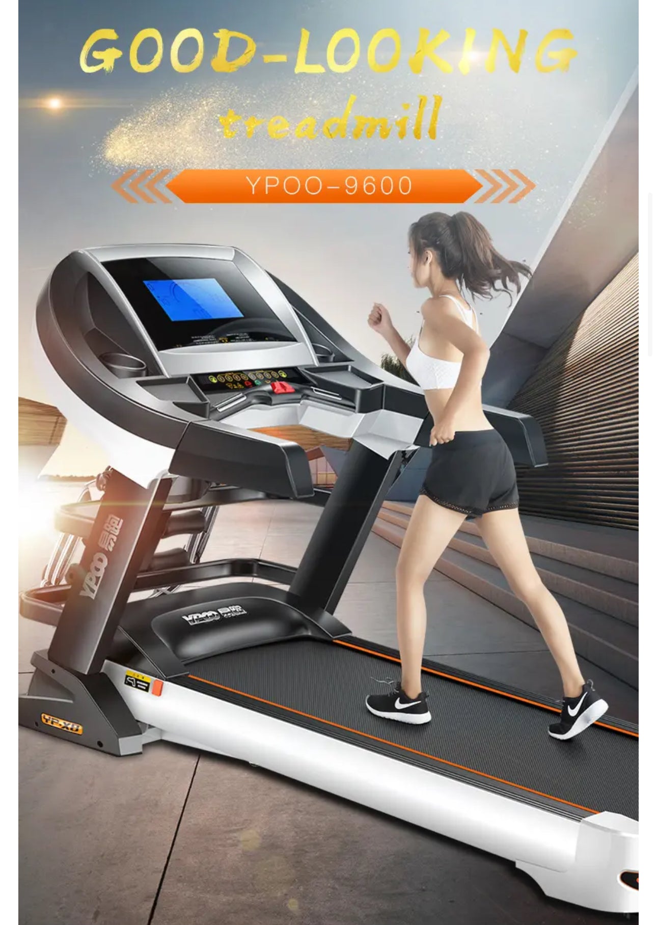 Pro-Sportz 9600 Modern Electric Treadmill – 10.1 TFT HD Screen, Bluetooth, 3.25HP Energy-Saving Motor & Air Cushioning