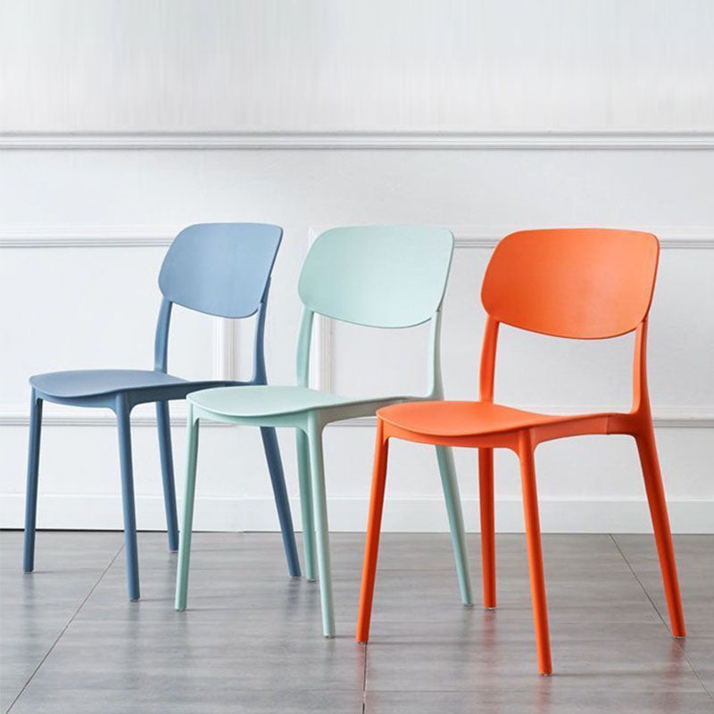 MFurn Contemporary Scandinavian Macaron Square Plastic Stackable Dining Chair Backrest For Dining Room-Various Colours