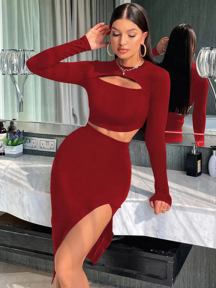 Elegant Sexy Ladies CropTop & Skirt 2pc