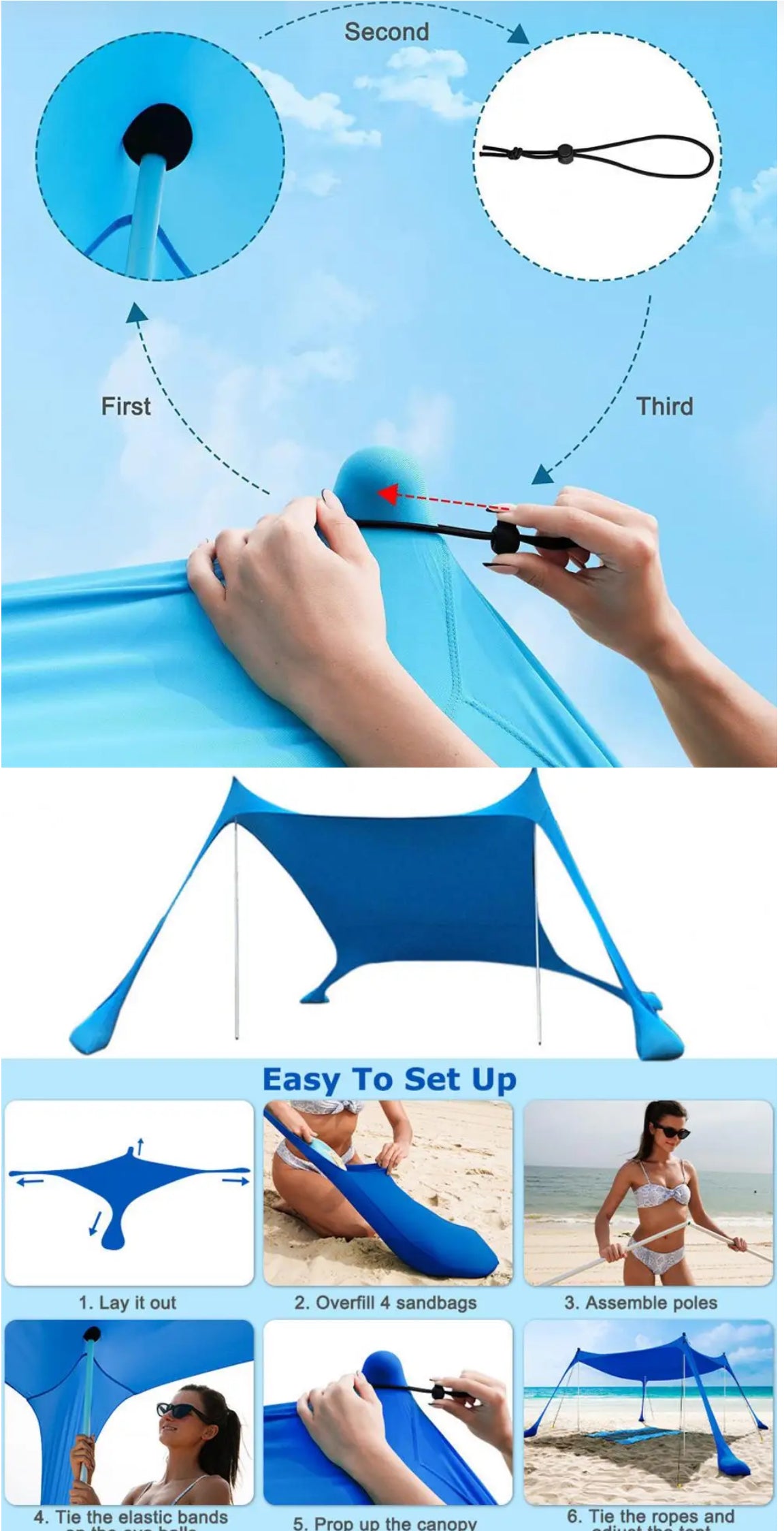 MHome Beach Tent Sun Shelter – UV Protection Outdoor Canopy 3x3M