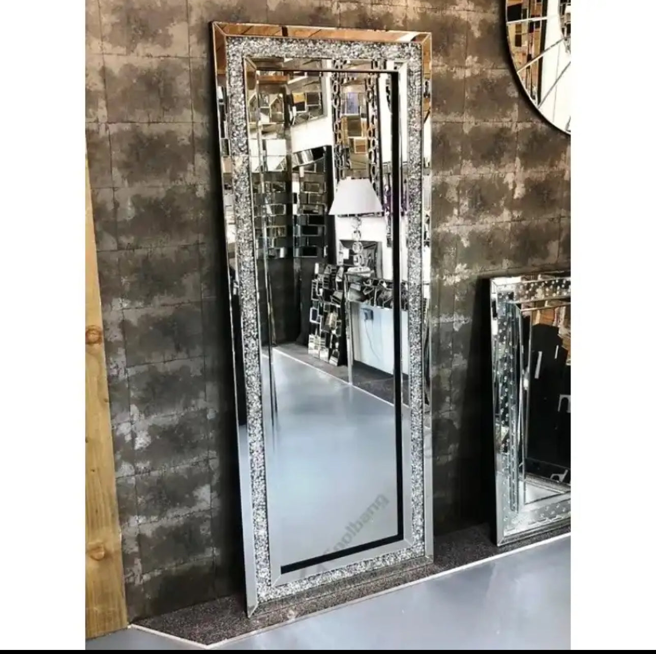Crushed Diamond Large Rectangular Glass Mirror 2x1M Various Options