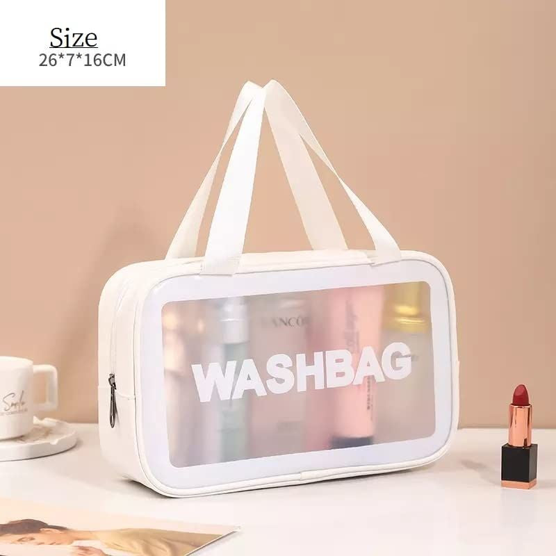 Toiletry Bag Frosted 3pc With Handle - Various Colours