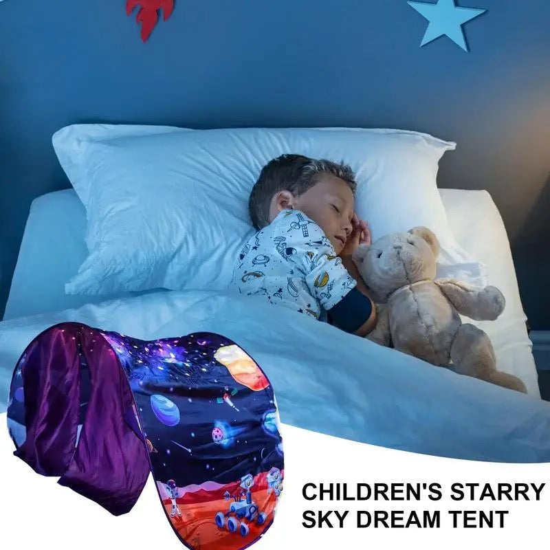 Starry Dream Tent Children Bed Folding Light Blocking Bed Mosquito Net Tent Easy To Assemble Fold Down Cartoon Design For Indoor