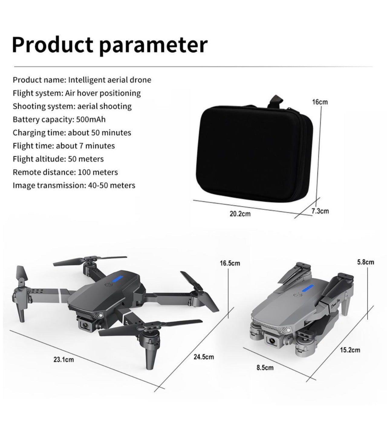 MTech Foldable HD
Camera Drone – WiFi FPV
RC Quadcopter with One-
Key Return & Altitude
Hold Model E88