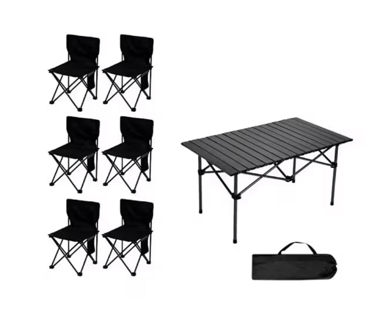 MHome Foldable Outdoor Table & 6 Chairs – Portable Camping, Picnic & Backyard Set