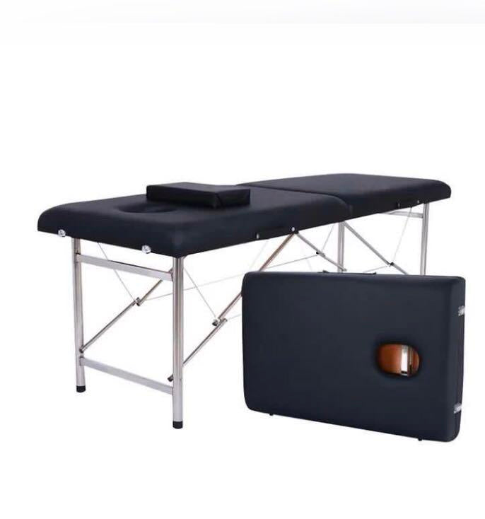 Massage Table Portable Massage Bed, 2 Folding Lightweight Salon Spa Tattoo Bed Height Adjustable with Carrying Bag & Stainless Steel Leg