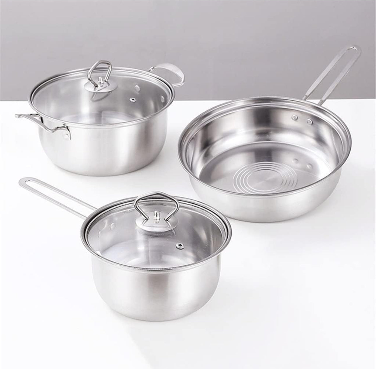 Cookware St/St Pot-Frypan 5pc Set