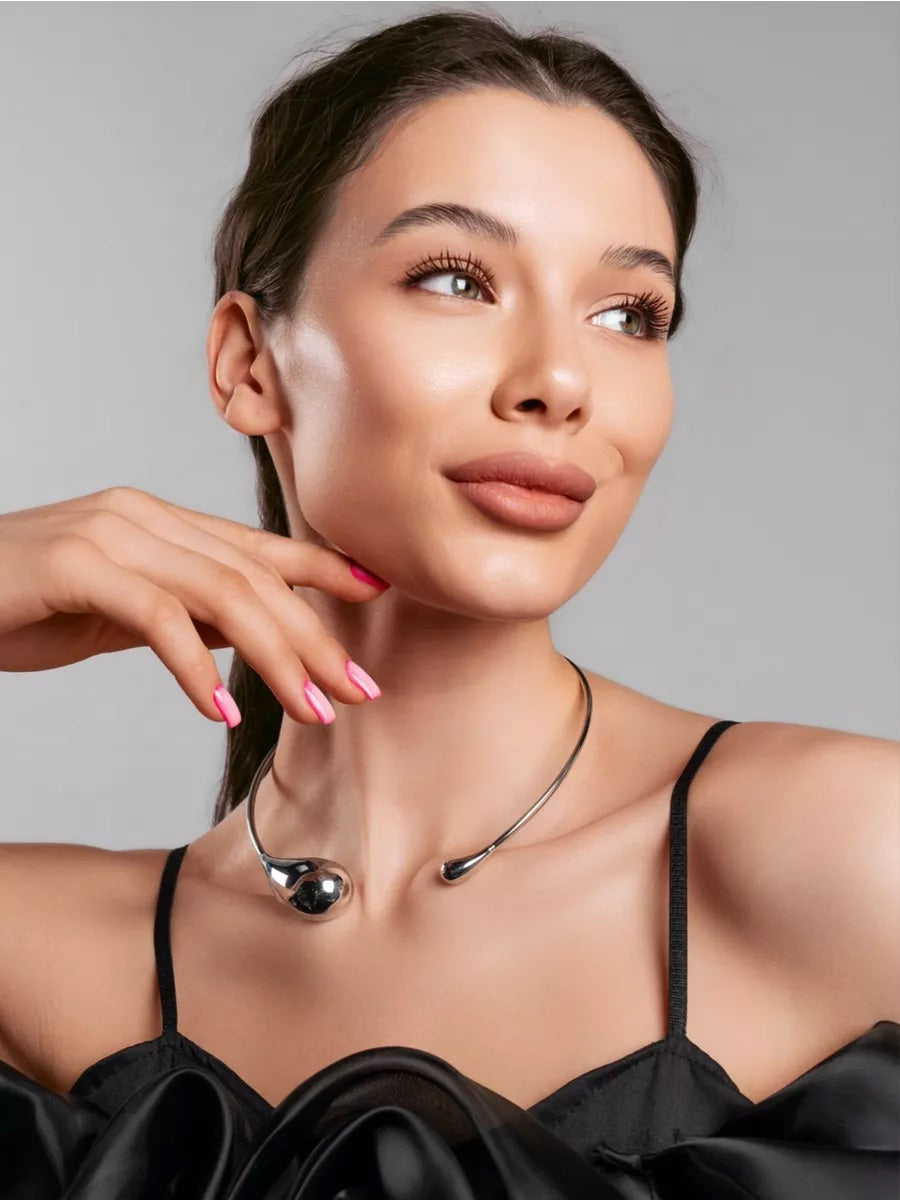 Drop Design Gold Plated Choker Necklace