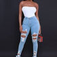 Ladies Ripped Skinny Jeans