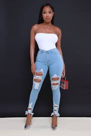 Ladies Ripped Skinny Jeans