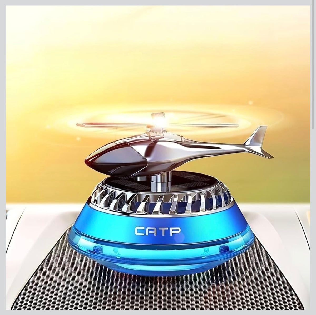 MTech Solar-Powered Perfume Rotating Helicopter Car Air Freshener, Liquid Scent Diffuser for Car Interior Dashboard Decor, Car Dashboard Accessories-Various Colours