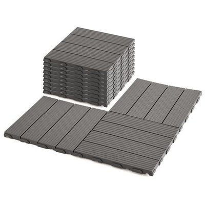 MHome Composite PVC Non-Slip Outdoor Decking Tiles 10pc Pack