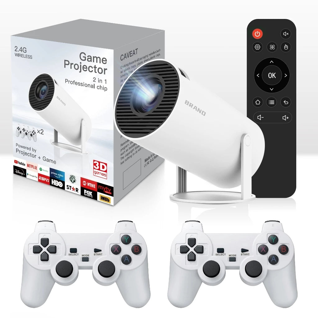 MAX Retro Video Game Console Android11 System Mini Portable Intelligent Projector 720p  Home Projector 64GB 30000 + Games AE-173