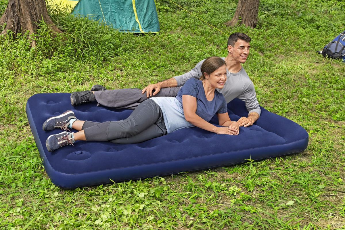 Bestway Double Flocked Airbed – Inflatable Mattress with Built-In Foot Pump